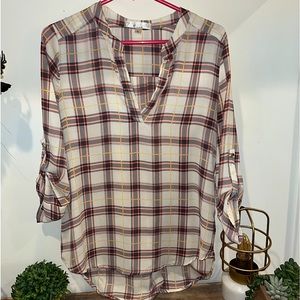 Womens Penelope Sheer Tunic Style Top - Size Medium - Multicolor Plaid